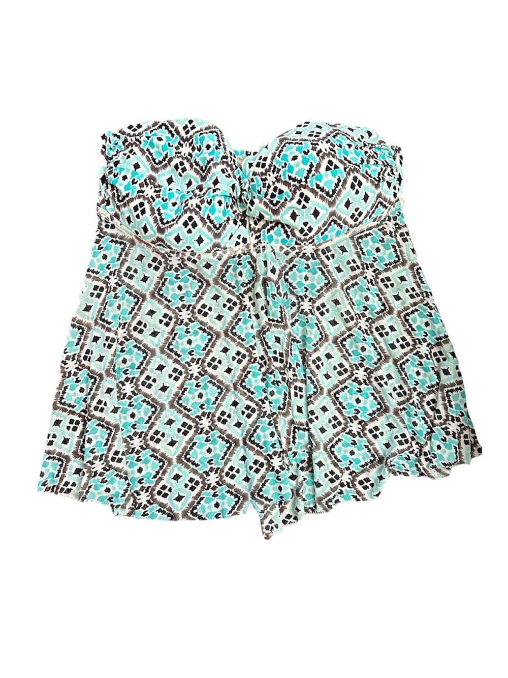 Merona Teal and Black Printed Strapless Romper